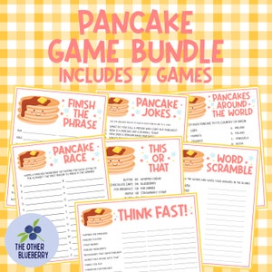 Pancake Game Bundle | Pancakes and Pajamas | Slumber Party Games | Pancake Breakfast | Pancake Fundraiser | Pancake Activities | Printable