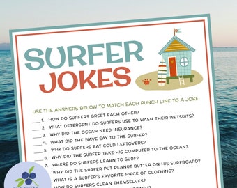 Surf Party Game | Surfer Jokes | Surfer Birthday Game | Baby on Board Shower | Beach Party | Summer Party | Surfing Theme Party | Printable