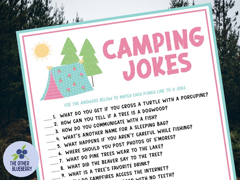 Camping Jokes Camping Party Game Camp Birthday Game Glamping Game
