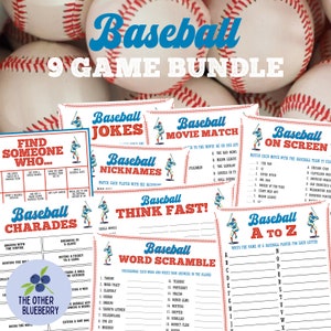 Baseball Games | Baseball Game Bundle | Baseball Party Games | Baseball Party Activity | Games for Kids & Adults | Baseball Printable Games