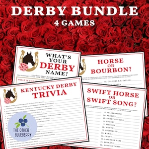 Derby Game Bundle | 4 Games | Includes Name Game, Trivia, and More! | Kentucky Derby Games | Derby Party Games | Derby Day | Printable