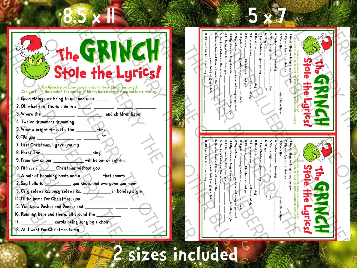 Grinchmas Game the Grinch Stole the Lyrics Christmas Etsy