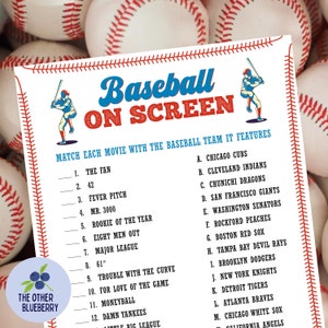 Baseball Game | Baseball Party Game | Baseball Trivia | Baseball Matching Game | Baseball Party Activity | Baseball Movie Quiz | Printable