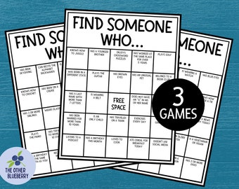 Juego rompehielos: Encuentra a alguien que / Bingo humano / Encuentra al invitado / Socializa / Trabajo en equipo / Imprimible