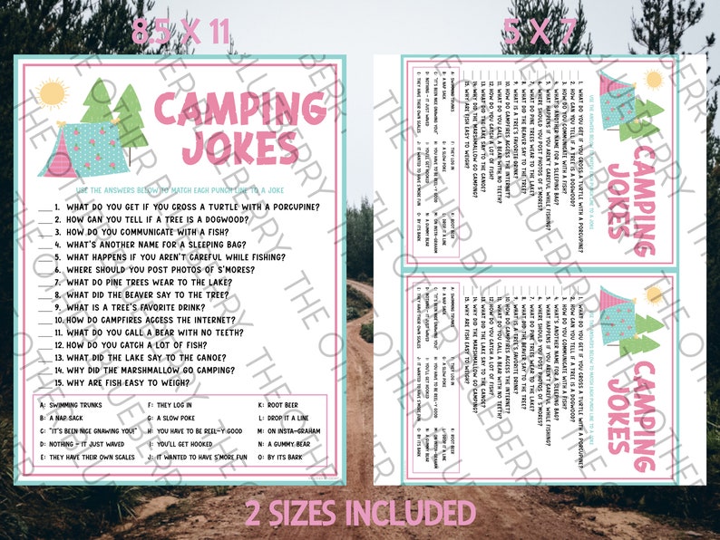 Camping Jokes Camping Party Game Camp Birthday Game Glamping Game