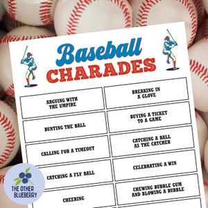 Baseball Charades | Baseball Party Game | 46 Fun Phrases to Act Out | Baseball Team Game | Baseball Birthday Party Activity | Printable