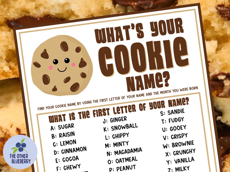 Quel est votre nom de cookie Jeu avec des étiquettes de nom et un signe | Jeu de Fête des Biscuits et du Lait | Échange de cookies | Activité de fête à thème sur les cookies | Imprimable image 1
