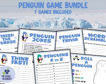 Penguin Game Bundle | 7 Games | Penguin Party Games | Winter Party Games | Snow Day Activity | Penguin Theme | Winter Birthday | Printable