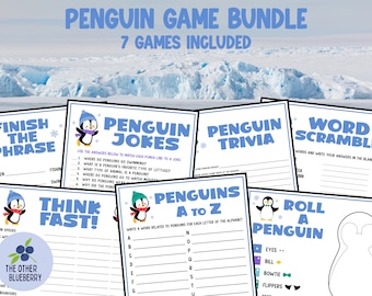 Penguin Game Bundle | 7 Games | Penguin Party Games | Winter Party Games | Snow Day Activity | Penguin Theme | Winter Birthday | Printable