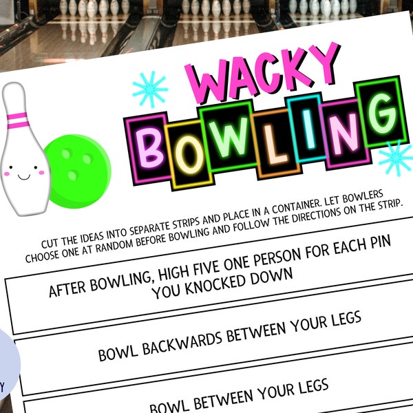 Bowlingspiel | Wacky Bowling | 33 Lustige Möglichkeiten zu Bowlen | Bowling Challenges | Bowling Party Spiel | Crazy Bowling | Cosmic Bowling | Druckbar