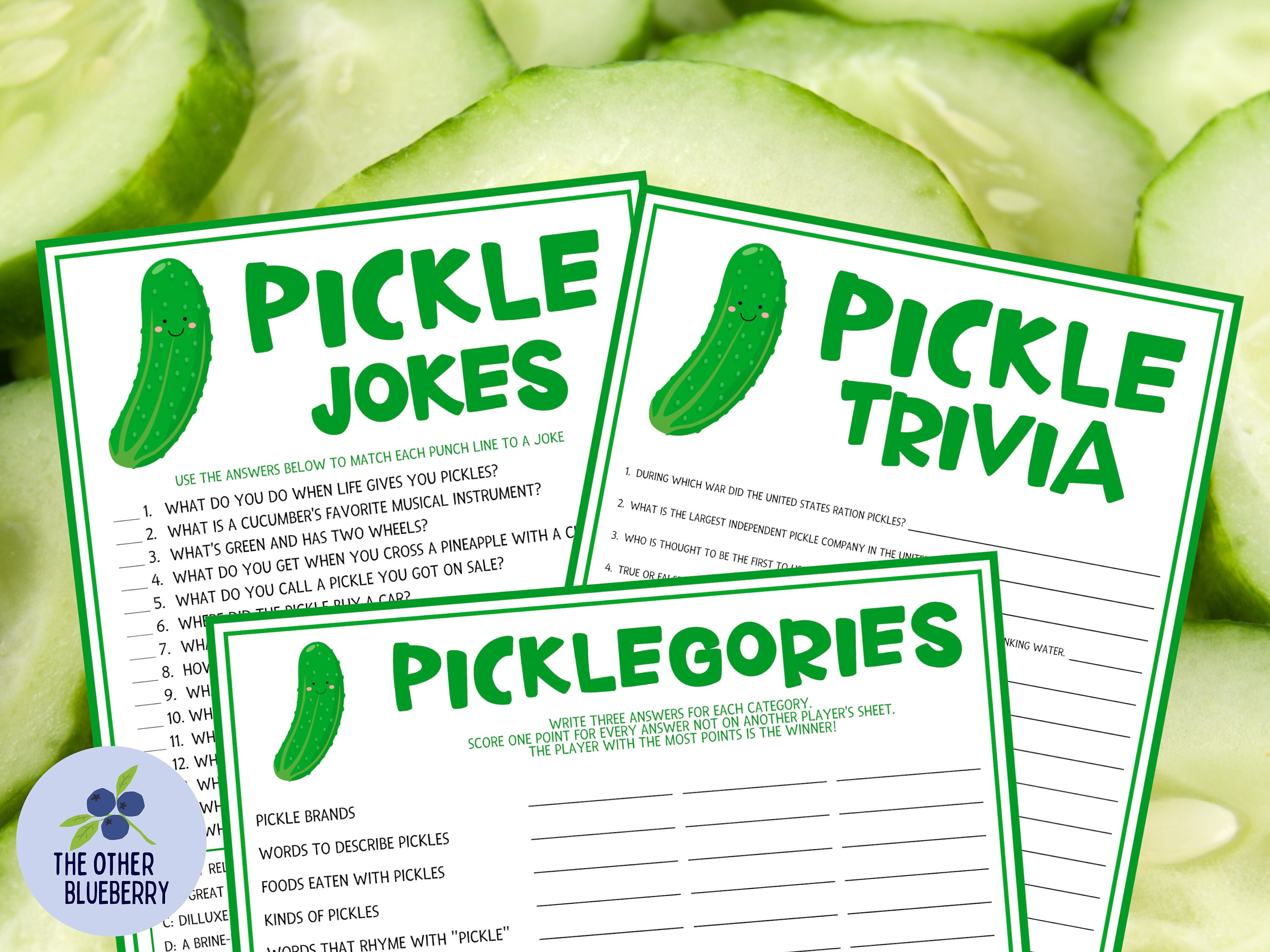 Pickle Game Bundle 5 Games Pickle Party Games Kind of a Big Dill Trivia
