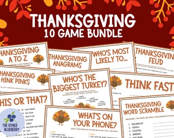 Thanksgiving Game Bundle | 10 Games | FUN Thanksgiving Games | Friendsgiving Games | Turkey Day | Family Games | Printable