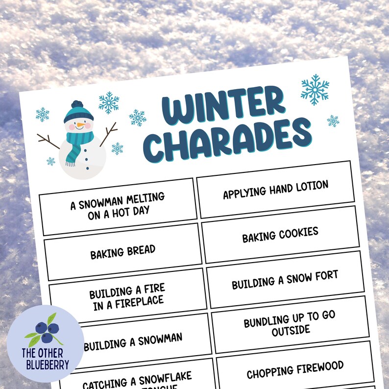 Winter Charades | 58 Phrases to Act Out | Winter Party | Classroom Game ...