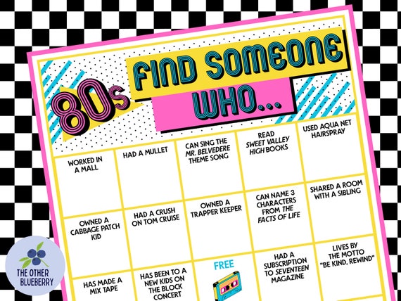 80s Game | FIVE "Find Someone Who..." Games | 80s Party Game | 80s Theme | Icebreaker Bingo | Human Bingo | Getting to Know You | Printable