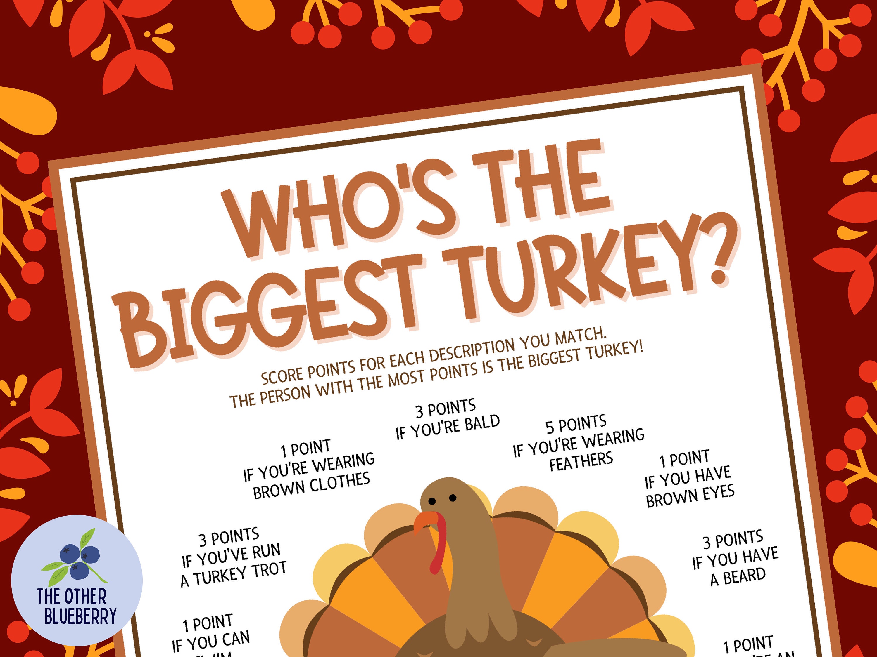 Thanksgiving Game Who's the Biggest Turkey Who's Most Like the Turkey