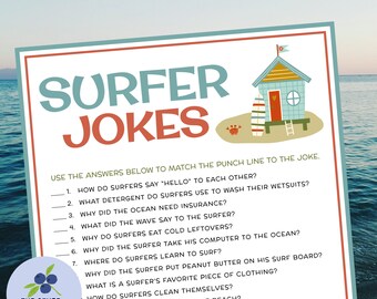 Surf Party Game | Surfer Jokes | Surfer Birthday Game | Baby on Board Shower | Beach Party | Summer Party | Surfing Theme Party | Printable