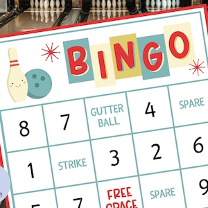 Bingo de bolos / 20 cartas de bingo diferentes / Juego de fiesta de cumpleaños de bolos / Noche de bolos / Juego de bolos / Actividad de fiesta de bolos / Imprimible