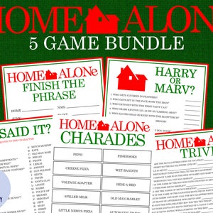Home Alone Game Bundle | 5 Games | Christmas Party Games | Movie Night | Home Alone Games | Wet Bandits Game | Home Alone Quotes |Printable