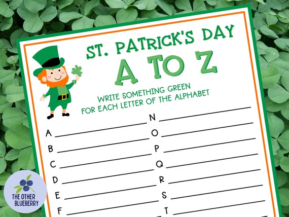 St. Patrick's Day Game | Green A to Z Game | St. Paddy's Day Party Game | Class Party Game | Kids Game |St. Patrick's Activity | Printable