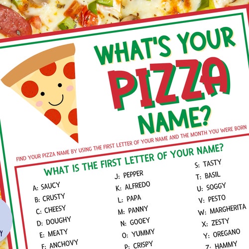 What's Your Pizza Name With Nametags & Sign Pizza Party Etsy