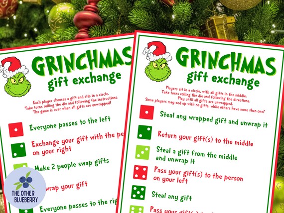 Grinchmas Gift Exchange Game Christmas Gift Games 