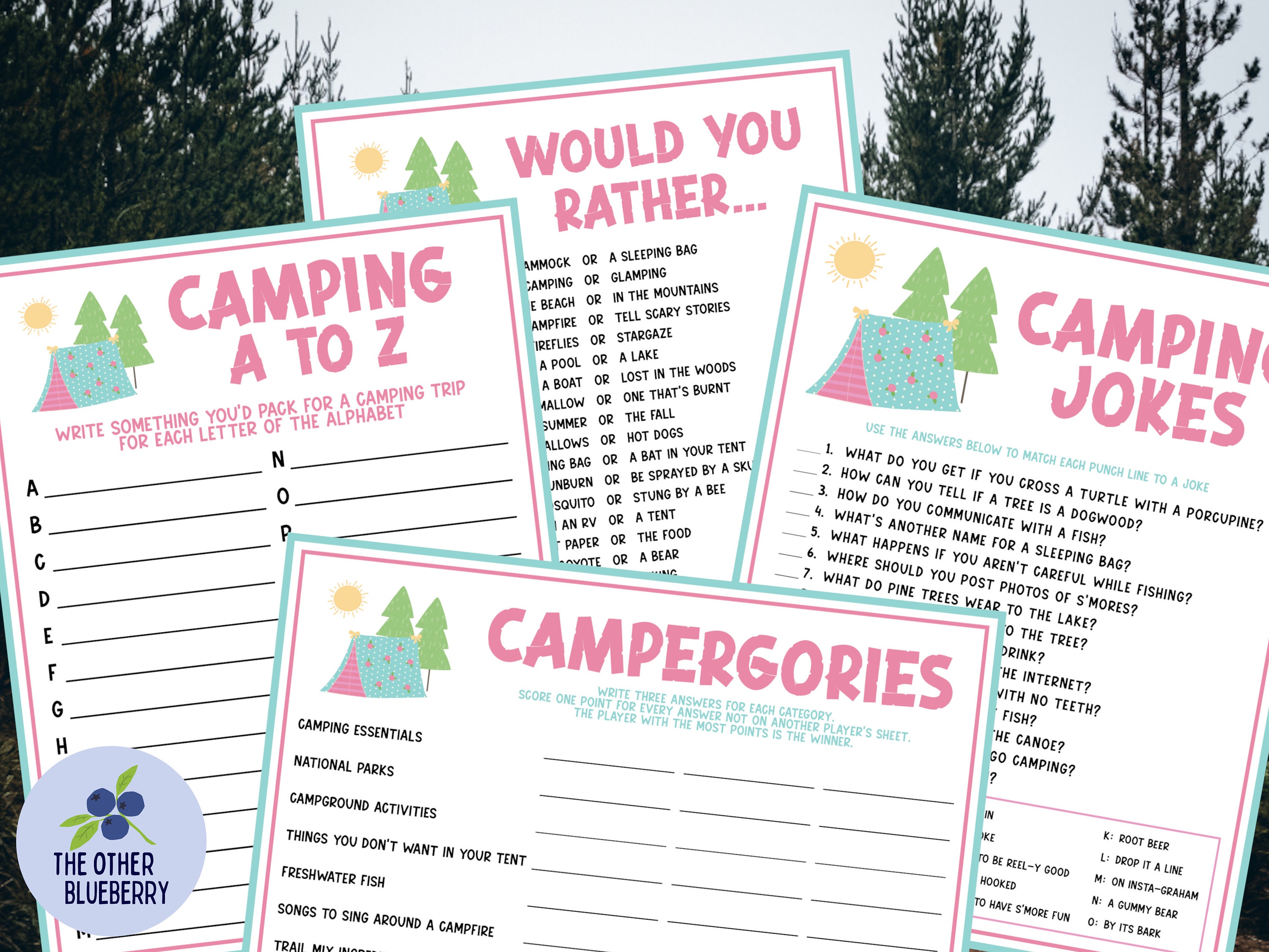 Camping Game Bundle 12 Games Camping Games Glamping Games Campout Campground Games Happy Camper