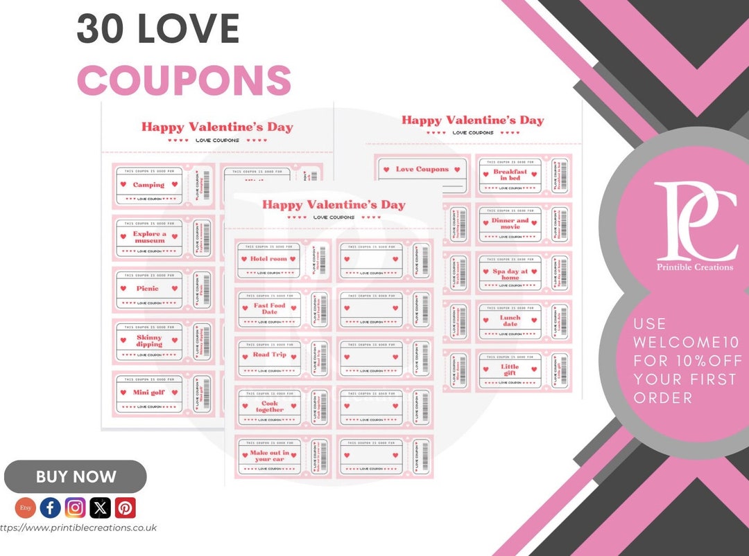25 Prewritten Love Coupons 5 Blanks Etsy
