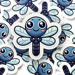 Cute Dragonfly Digital Sticker Clipart, Adorable Insect svg, Cartoon Bug Print, Kids Crafts Download, Digital Scrapbooking, Nursery Art
