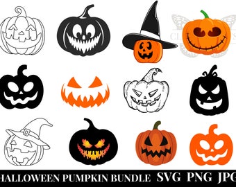 Halloween Pumpkin SVG,Pumpkin Face,Carving,Jack O Lantern,DXF,PNG,Cut File,Bundle,Clipart,Shirt,Cricut,Silhouette,Instant download_D59