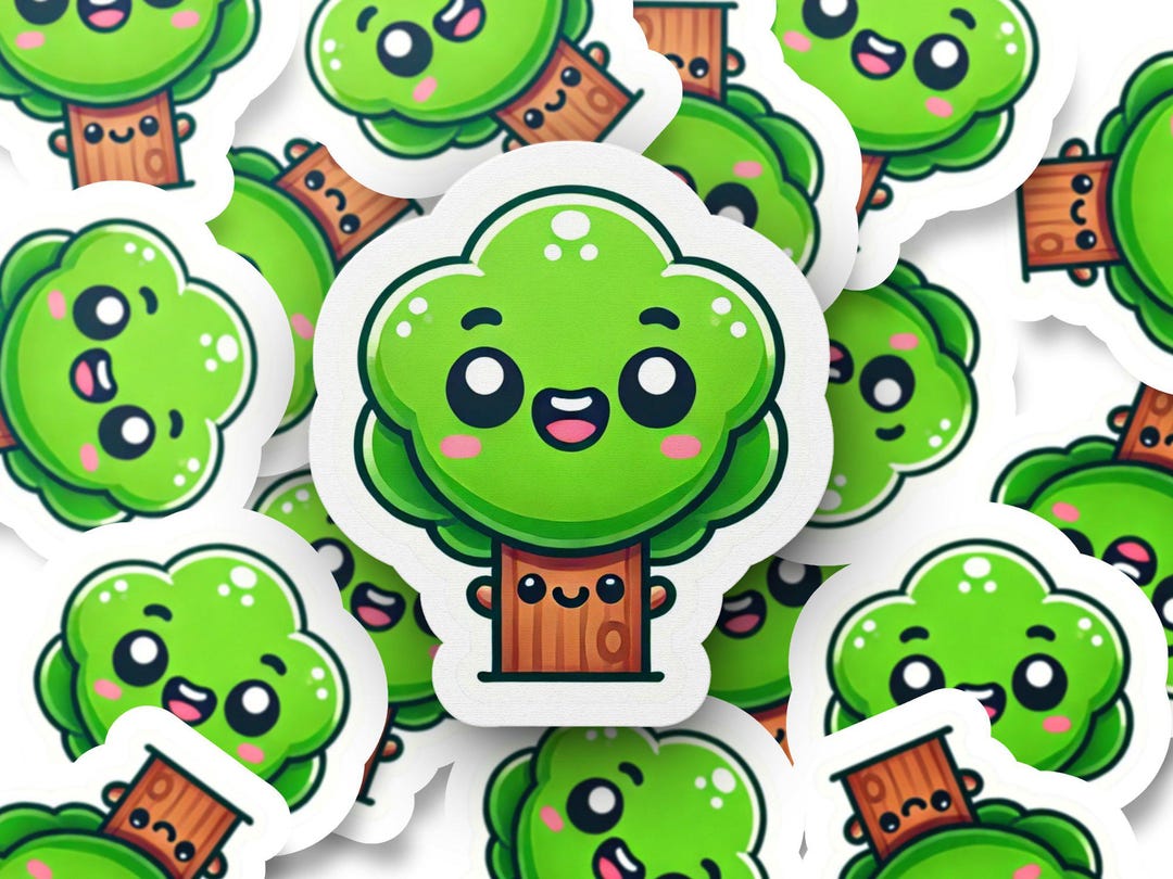Cute Kawaii Tree Digital Sticker, Adorable Tree Clipart, Fun and ...
