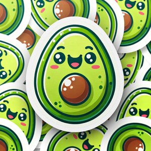 Cute Avocado Digital Sticker Clipart Bundle, Kawaii Avocado SVG Files, Cute Avocado Emoji Clipart, Cartoon Avocado Digital Download