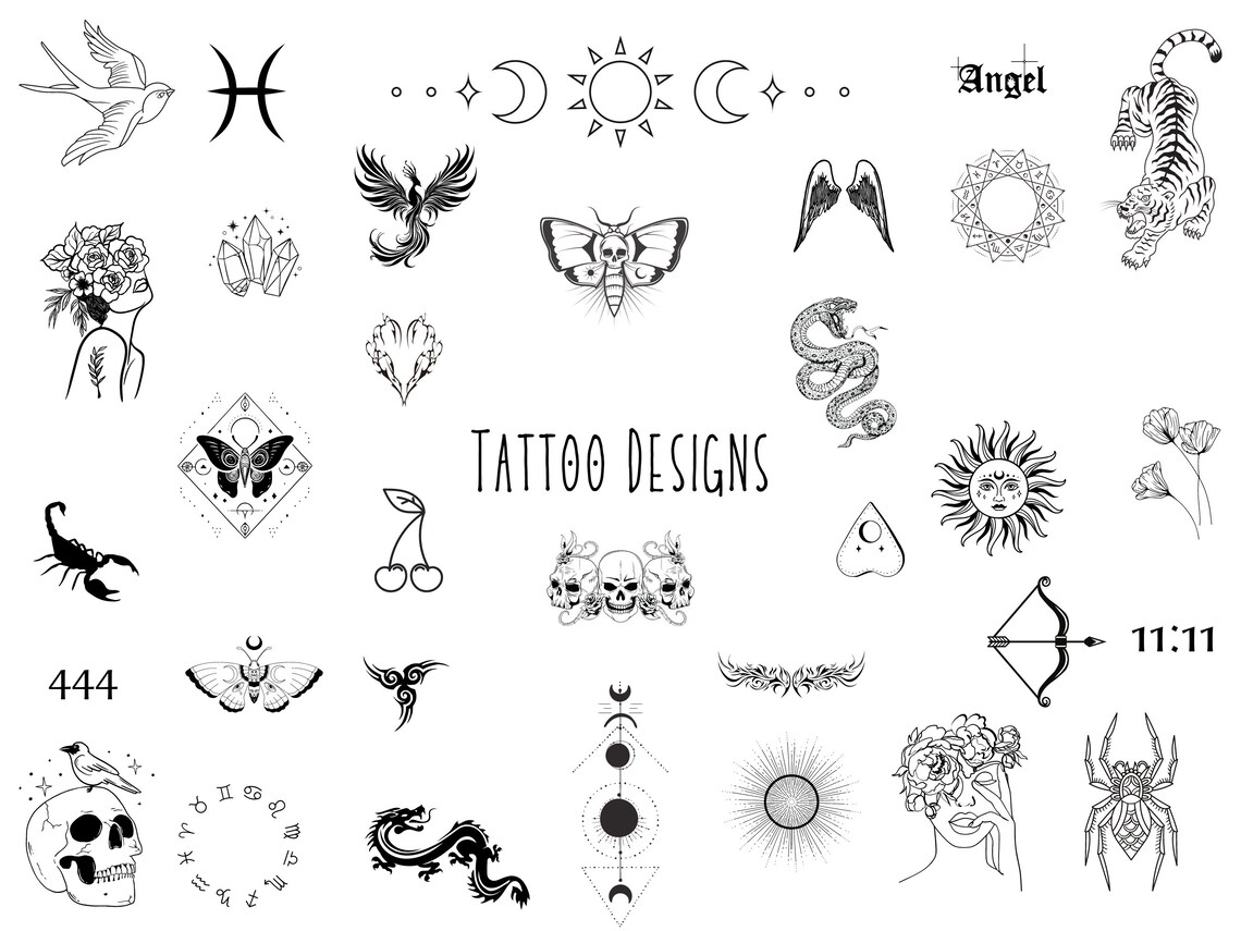 Tattoo Svg Bundle, Flower Tattoo Svg, Tattoo Butterfly Svg, Dragon