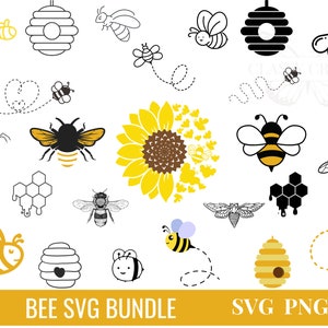 Bij SVG, Bij SVG Bundel, zonnebloem svg, Honingbij SVG, koningin bij svg, bijenkorf svg, Cricut, Silhouet Cut File, honingraat svg, Cute Bee Svg