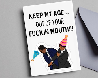 Will Smith Slap Funny Birthday Card, Chris Rock Meme Card, Oscars Meme Birthday Cards for Him, Will Smith Birthday, Birthday Card Meme, Him