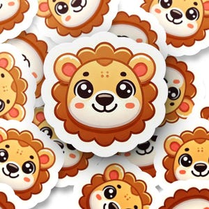 Cute Lion Digital Sticker Clipart, Cartoon Animal SVG, Kids Party Decoration, Scrapbooking Graphic, Instant Download, Printable Art