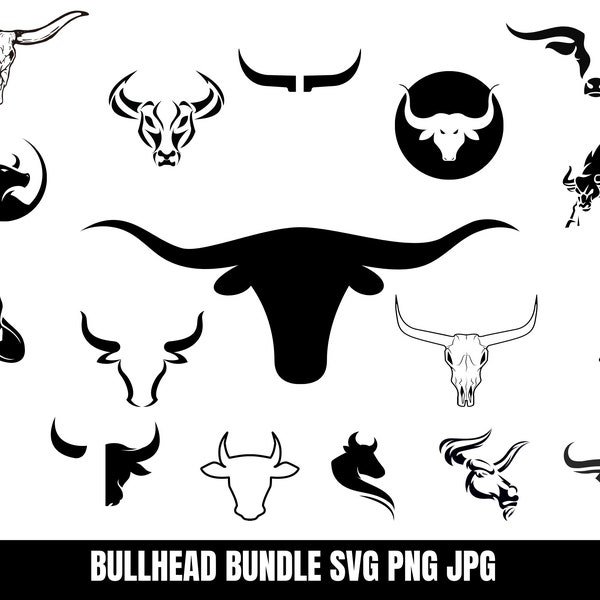 Texas Longhorn svg BUNDLE ,Bull SVG Bundle, Bull svg, Bull Horn Svg, Bull Clipart,  Bull Silhouette, Bull Head Svg, Farm Animal Svg