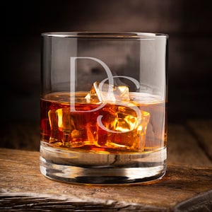 Engraved Whiskey Glass With Initial, Personalised Tumbler for Birthdays or Christmas