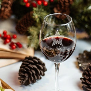 Nana Christmas Wine glass, Xmas Gift For Grandmother