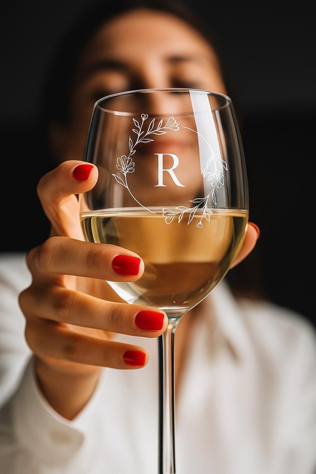 Initial Glass Engraved Wine Glass, Personalized Initial Gift - Etsy UK