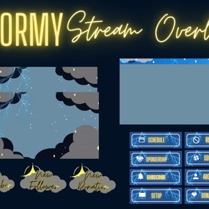 Animated Stormy Stream Overlay / Streaming Overlay / Lightning Stream Overlay - Yellow - blue