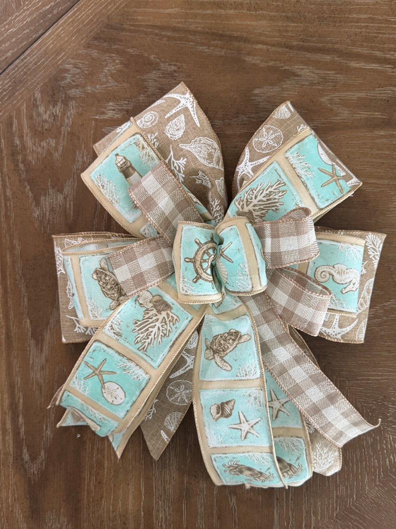 Coastal Wreath Bow for Wreath Beach Decor Lantern Bow Coastal Wire ...