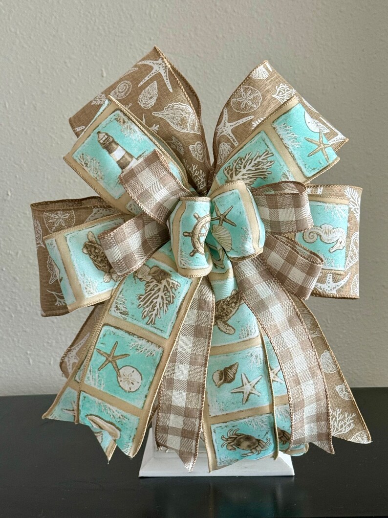 Coastal Wreath Bow for Wreath Beach Decor Lantern Bow Coastal Wire ...