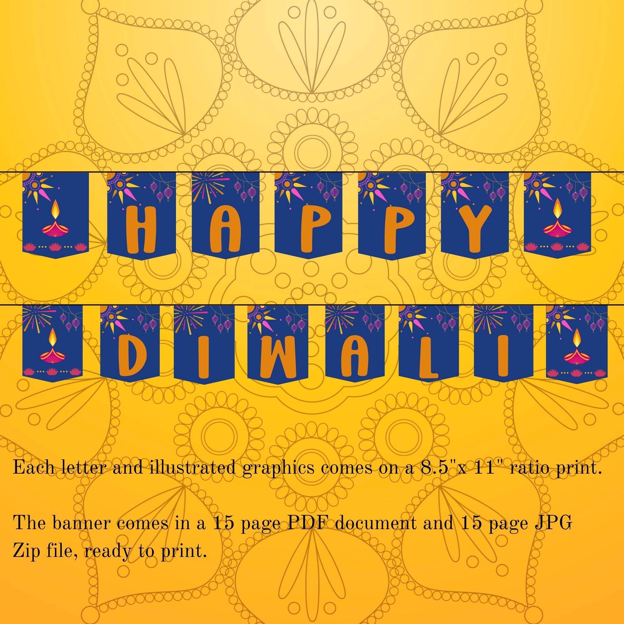 Diwali Banner, Happy Diwali Banner, Instant Download, Printable Happy