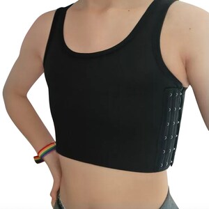 Women Lesbian Tomboy FTM Breast Tank Bra Chest Binder Vest Buckle Zip Strap