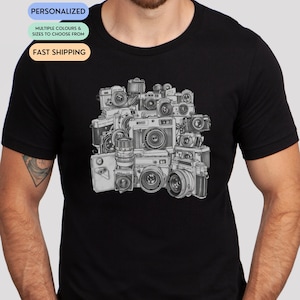 Personalized Vintage SLR Camera Print T-shirt, Custom Photographer Shirt, Camera Tshirt, Photographer Gift Ideas, Valentines Day Gift Tee T3