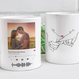 Custom Music Photo Mug, Perfect Valentine Day Gift, Personalized Coffee Tea Cup, Favorite Song Artist Mug With Scan QR Code, Custom Name