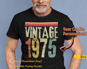 Personalized 1975 Retro Birthday Shirt: 50th Milestone Gift