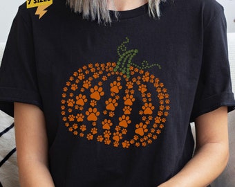 Paw Print Pumpkin Shirt: Halloween Dog Lover Tee