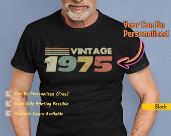 Personalized 1975 Retro Birthday Shirt: 50th Milestone Gift