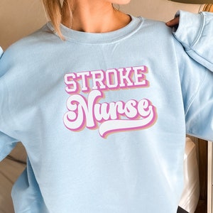 Stroke Nurse Pastel Retro Vintage Unisex Personalised Sweatshirt for Neurology Stroke Unit Registered Nurses, Neuro ICU Coordinator Shirt
